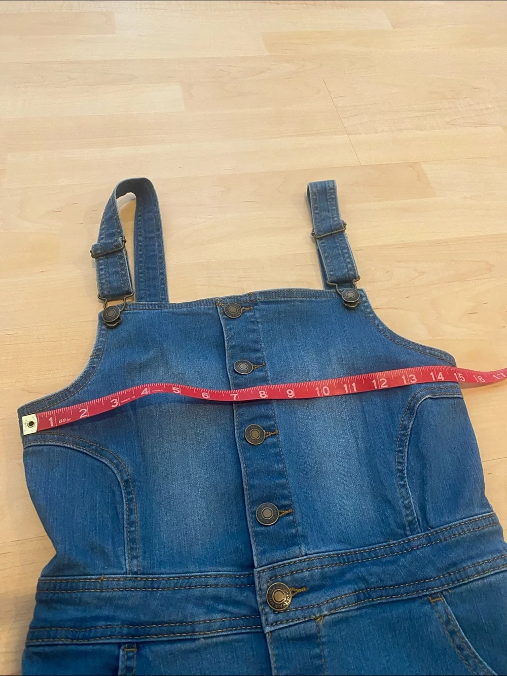 Wax Jean Denim Button Front Pinafore Dress Western Country Rodeo Size Medium - Picture 3 of 5